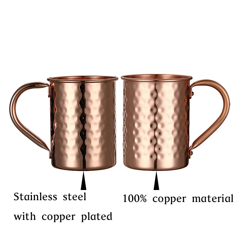 Hammered Copper-plated Stainless Steel Moscow Mule Mugs