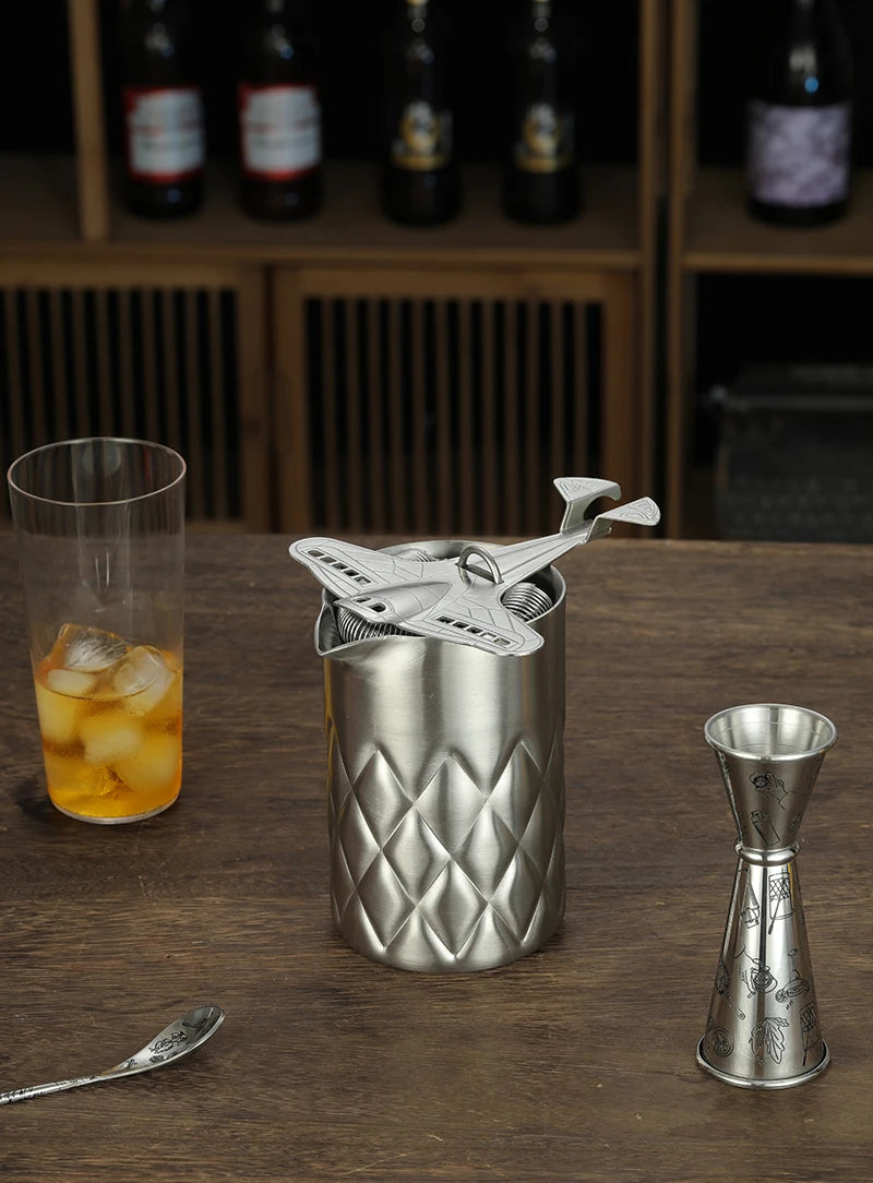 Bar Cocktail Strainer Hawthorne Strainer Stainless Steel with Fighter Plane Design