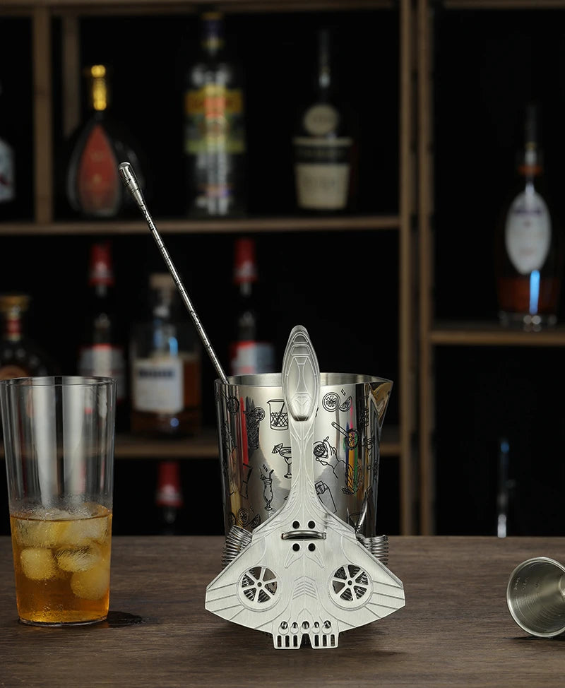 Bar Cocktail Strainer Hawthorne Strainer Stainless Steel with Fighter Plane Design